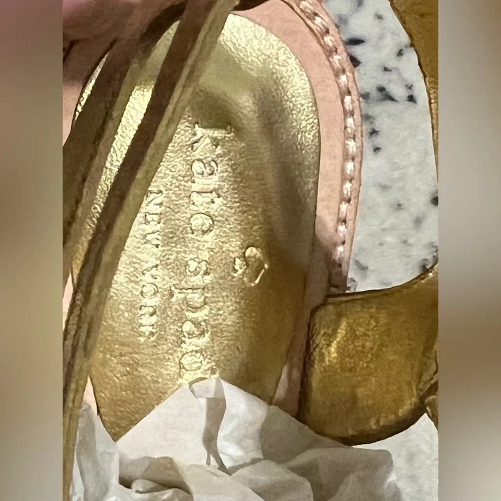 Kate Spade Gold Floral Embellished Sandals - 8.5